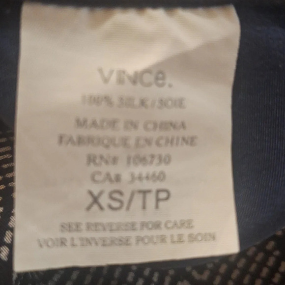 Vince silk geometric pattern scarf tunic dress SZ XS - Picture 11 of 11